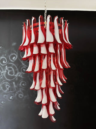 Aurora Lustre en Verre de Murano Rouge et Blanc