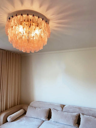 Aurora Plafonnier Rose Losange Verre Superposé Vintage Élégance