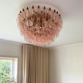 Aurora Plafonnier Rose Losange Verre Superposé Vintage Élégance