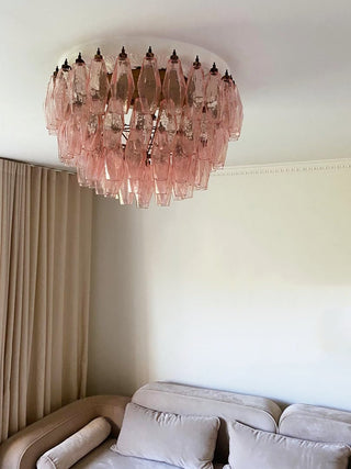 Aurora Plafonnier Rose Losange Verre Superposé Vintage Élégance