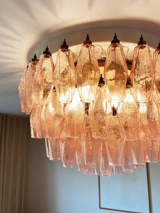 Aurora Plafonnier Rose Losange Verre Superposé Vintage Élégance