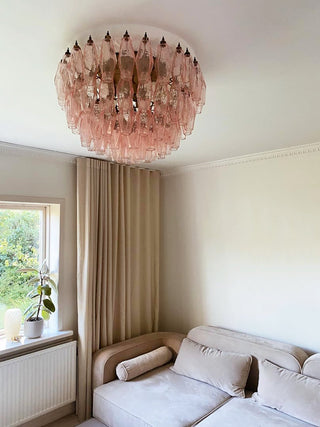 Aurora Plafonnier Rose Losange Verre Superposé Vintage Élégance