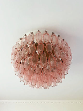 Aurora Plafonnier Rose Losange Verre Superposé Vintage Élégance
