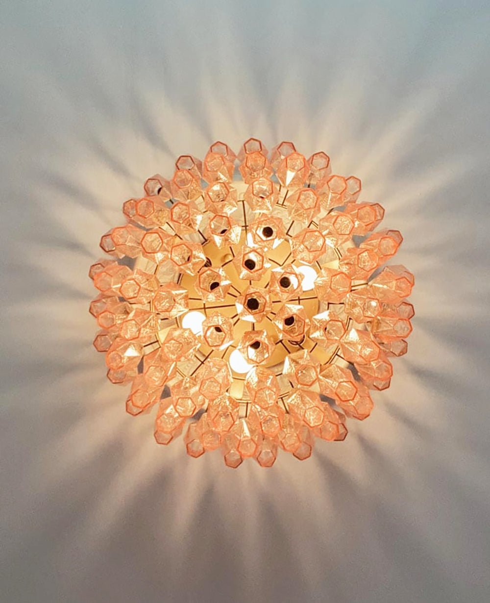 Perina Plafonnier Rose Losange Verre Superposé Vintage Élégance
