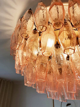 Aurora Plafonnier Rose Losange Verre Superposé Vintage Élégance