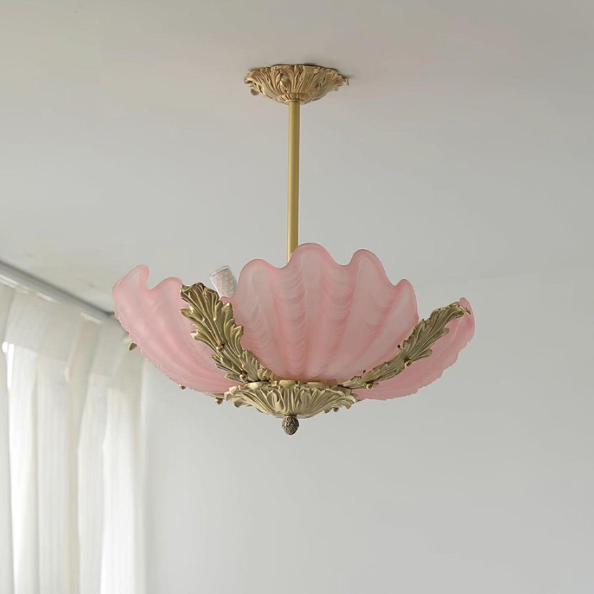 Murano Pendant Lamp Pink Shell Brass Baroque-Neutral Decor