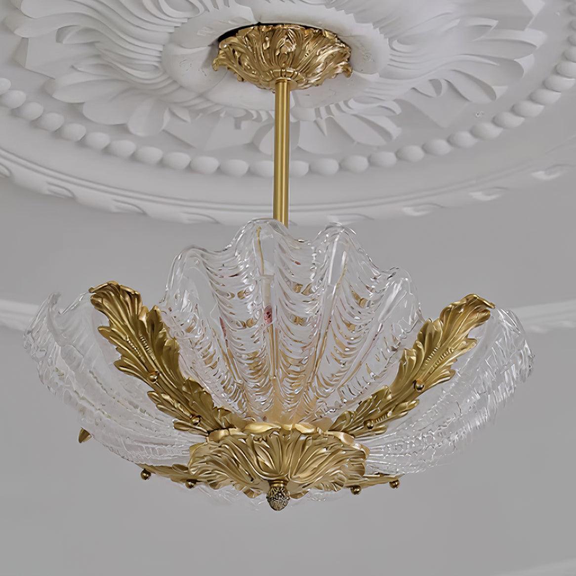Murano Pendant Lamp Pink Shell Brass Baroque-Neutral Decor