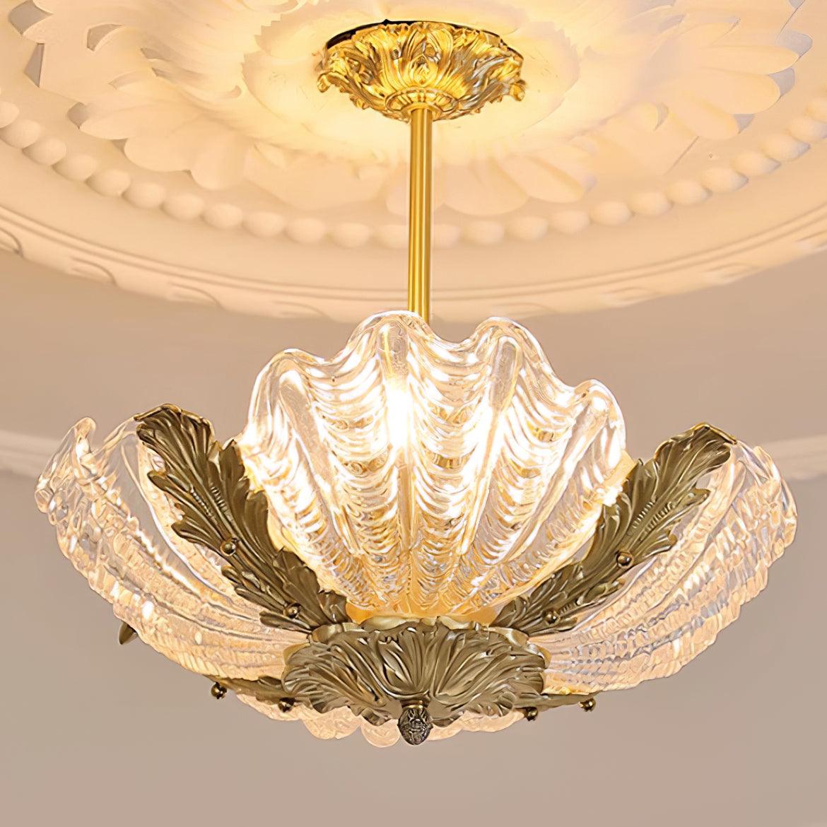 Murano Pendant Lamp Pink Shell Brass Baroque-Neutral Decor