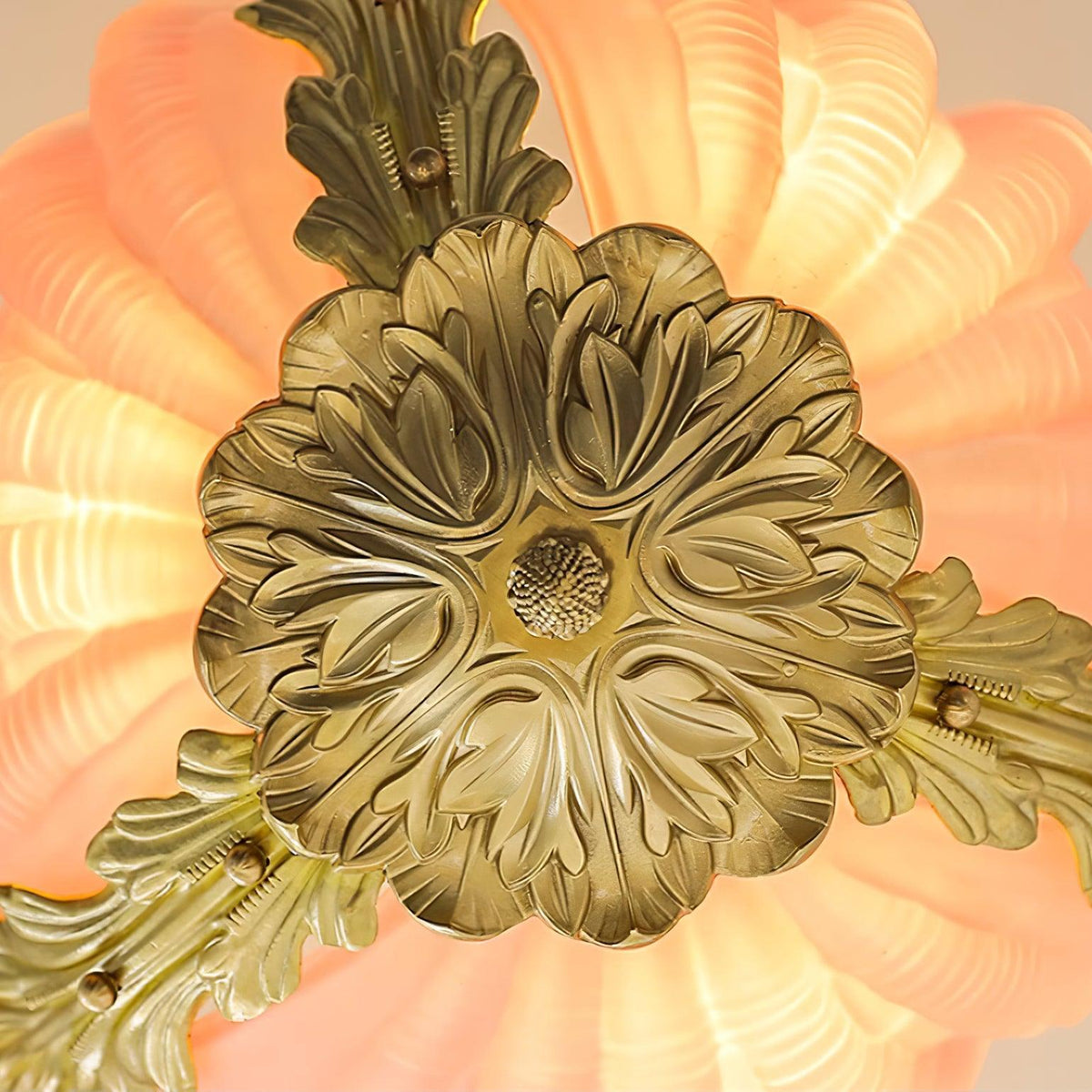 Murano Pendant Lamp Pink Shell Brass Baroque-Neutral Decor