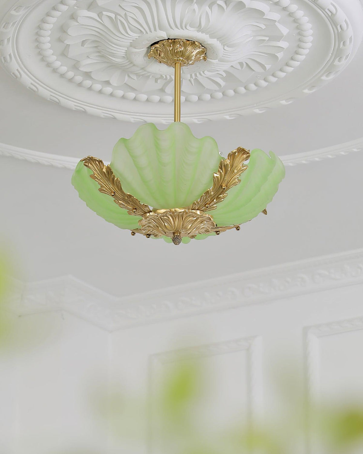 Murano Pendant Lamp Pink Shell Brass Baroque-Neutral Decor