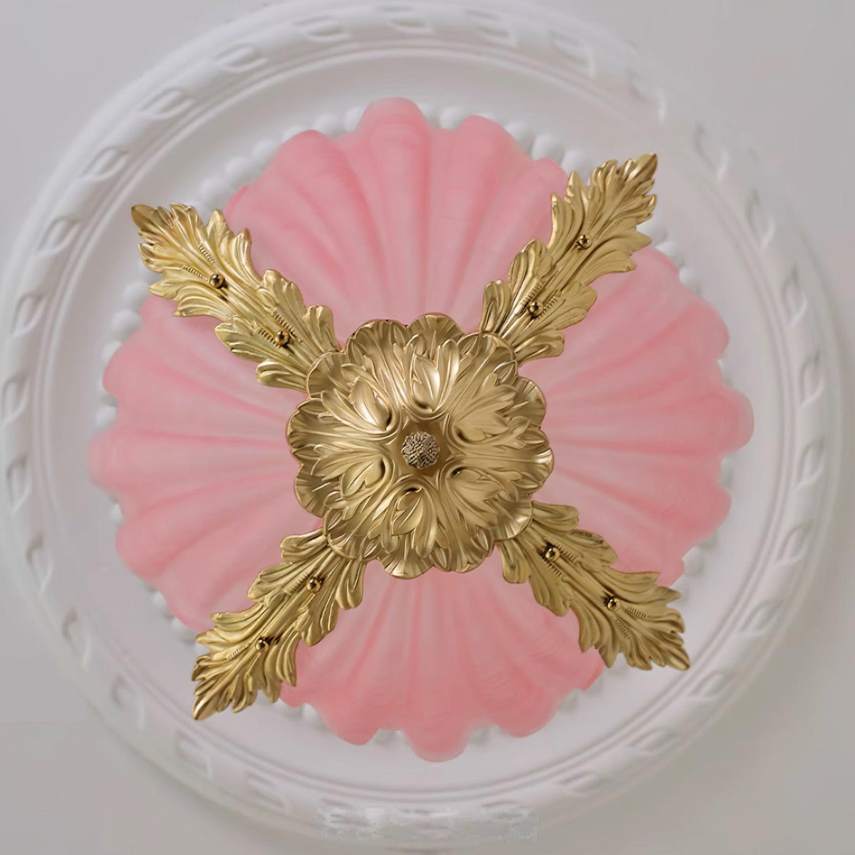 Murano Pendant Lamp Pink Shell Brass Baroque-Neutral Decor