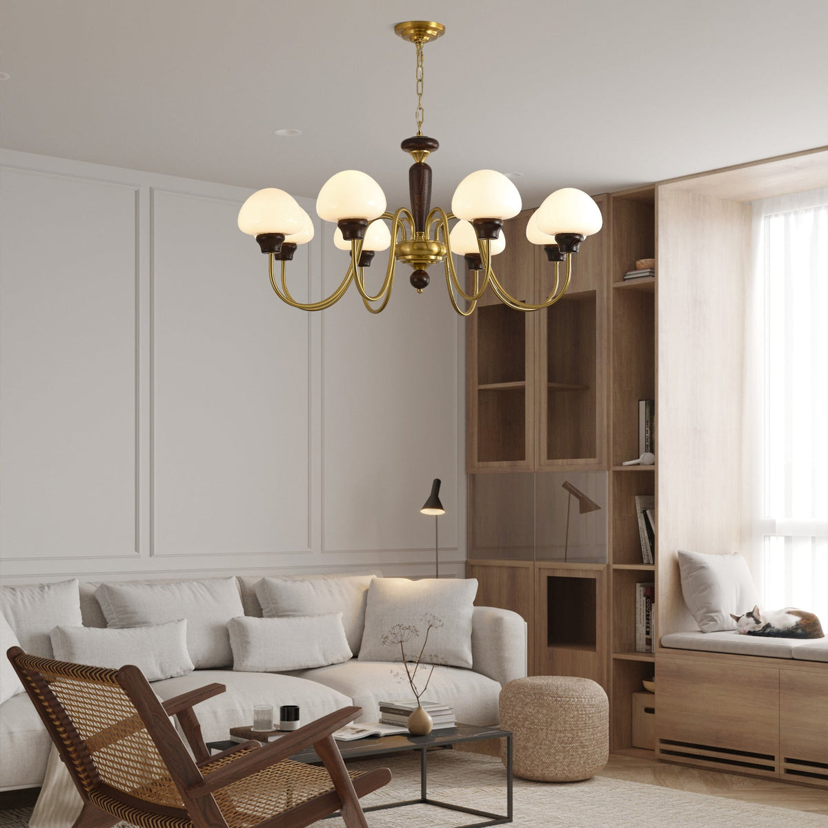 Iselise Lustre Laiton Bois Champignon Classique