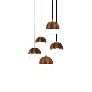 Lustra Suspension Champignon Cluster Bois & Verre