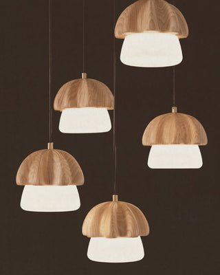 Lustra Suspension Champignon Cluster Bois & Verre