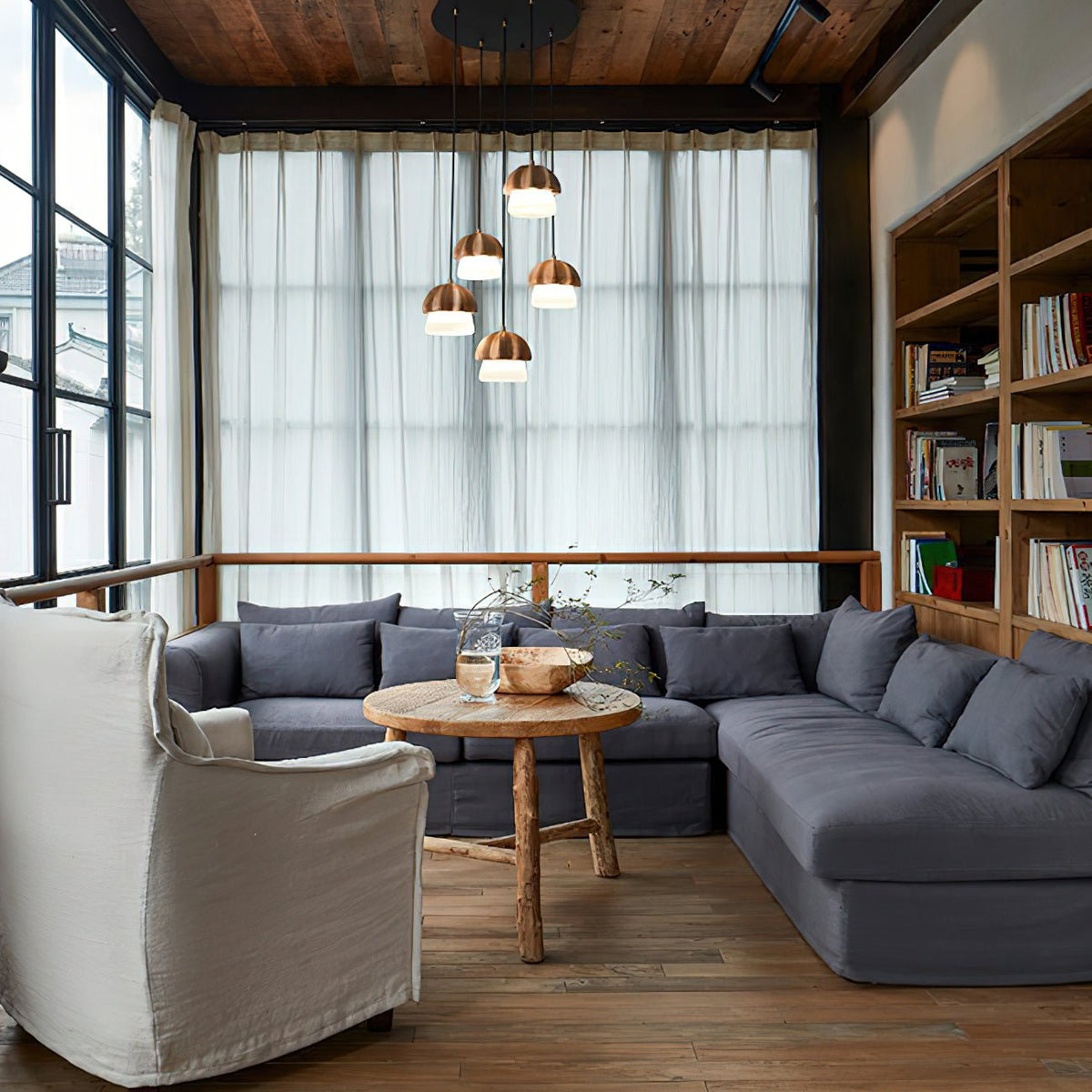 Sorora Suspension Champignon Cluster Bois & Verre