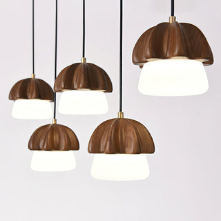 Lustra Suspension Champignon Cluster Bois & Verre