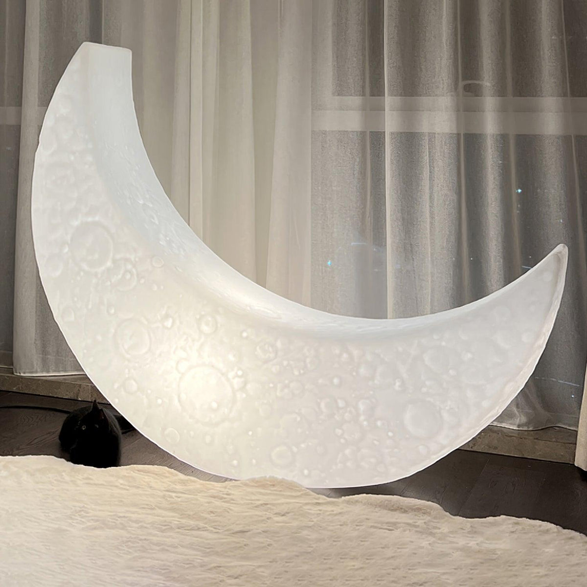 Zetheor Lampadaire en Résine Lune Croissante