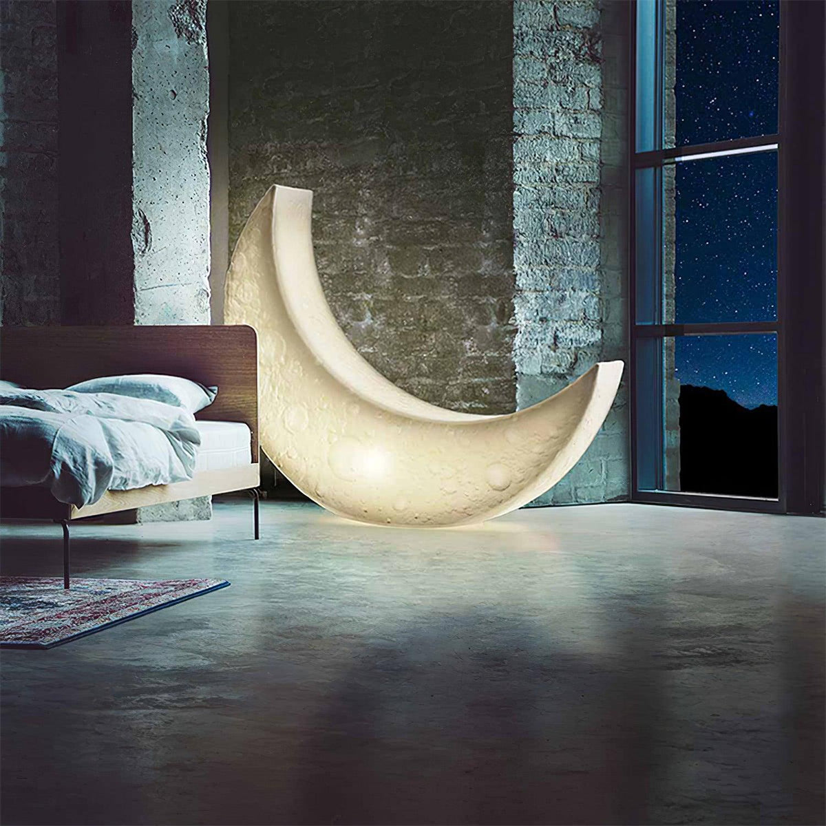 Zetheor Lampadaire en Résine Lune Croissante