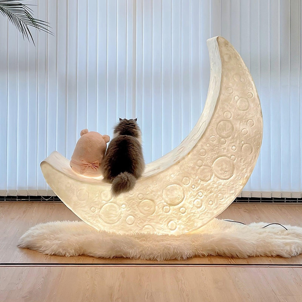 Zetheor Lampadaire en Résine Lune Croissante