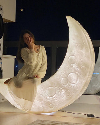 Zetheor Lampadaire en Résine Lune Croissante