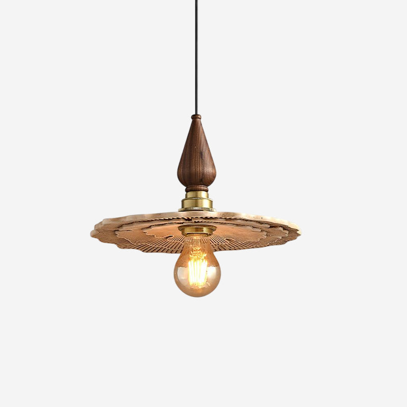 Vintage Mushroom Wooden & Brass Pendant Light-Neutral Decor