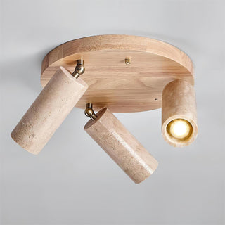 Ritta Plafonnier bois Travertin 3 Têtes Projecteur-Luire