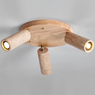 Ritta Plafonnier bois Travertin 3 Têtes Projecteur-Luire