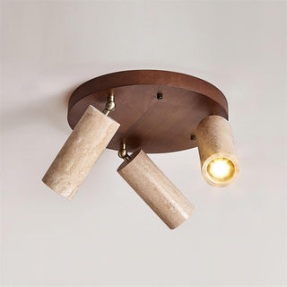 Ritta Plafonnier bois Travertin 3 Têtes Projecteur-Luire
