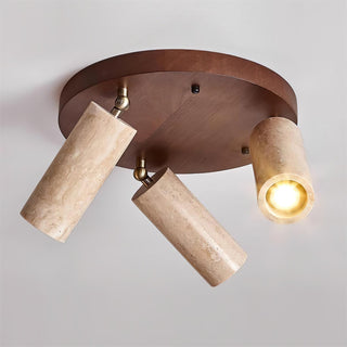 Ritta Plafonnier bois Travertin 3 Têtes Projecteur-Luire