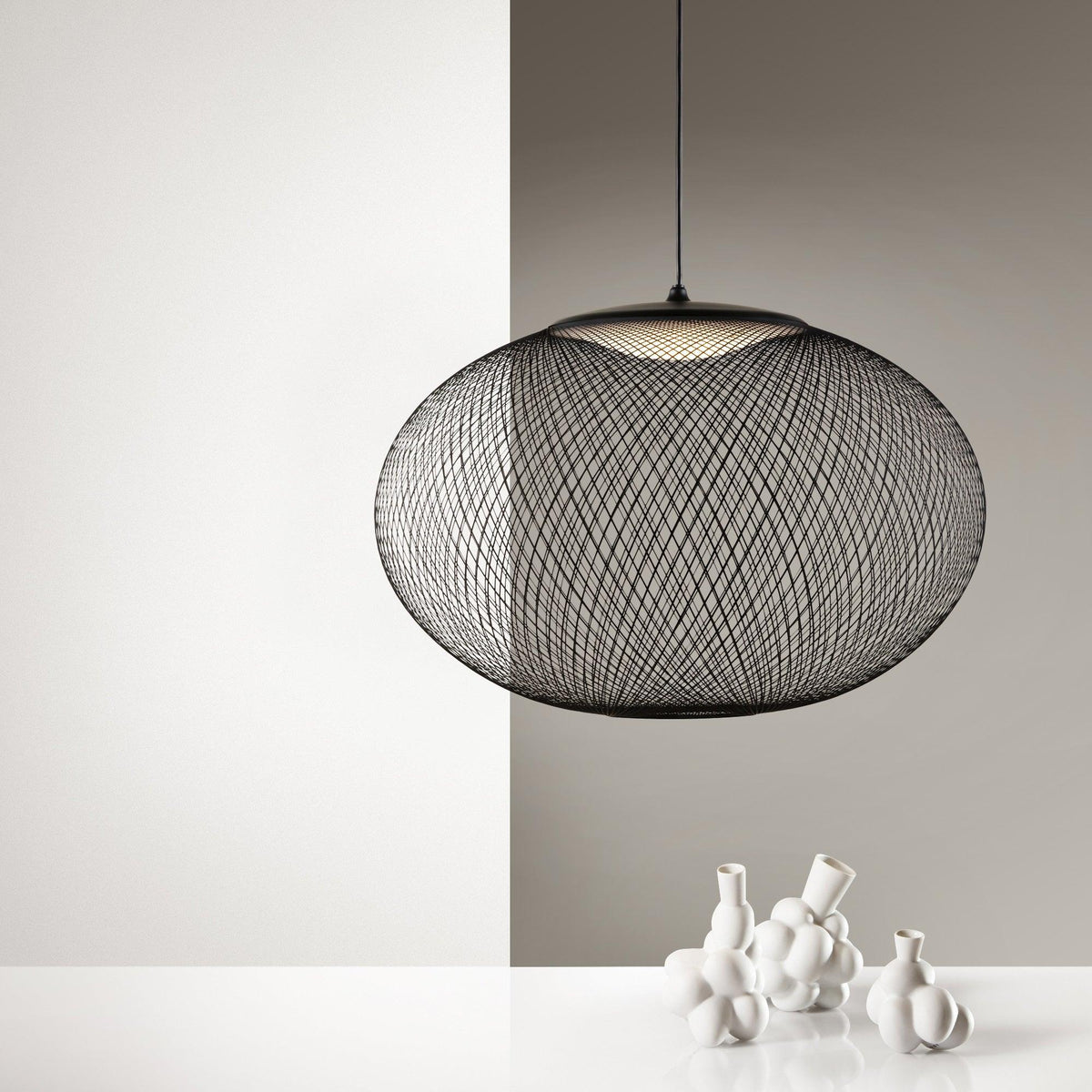 Viananne Suspension Lampe Maille Noire