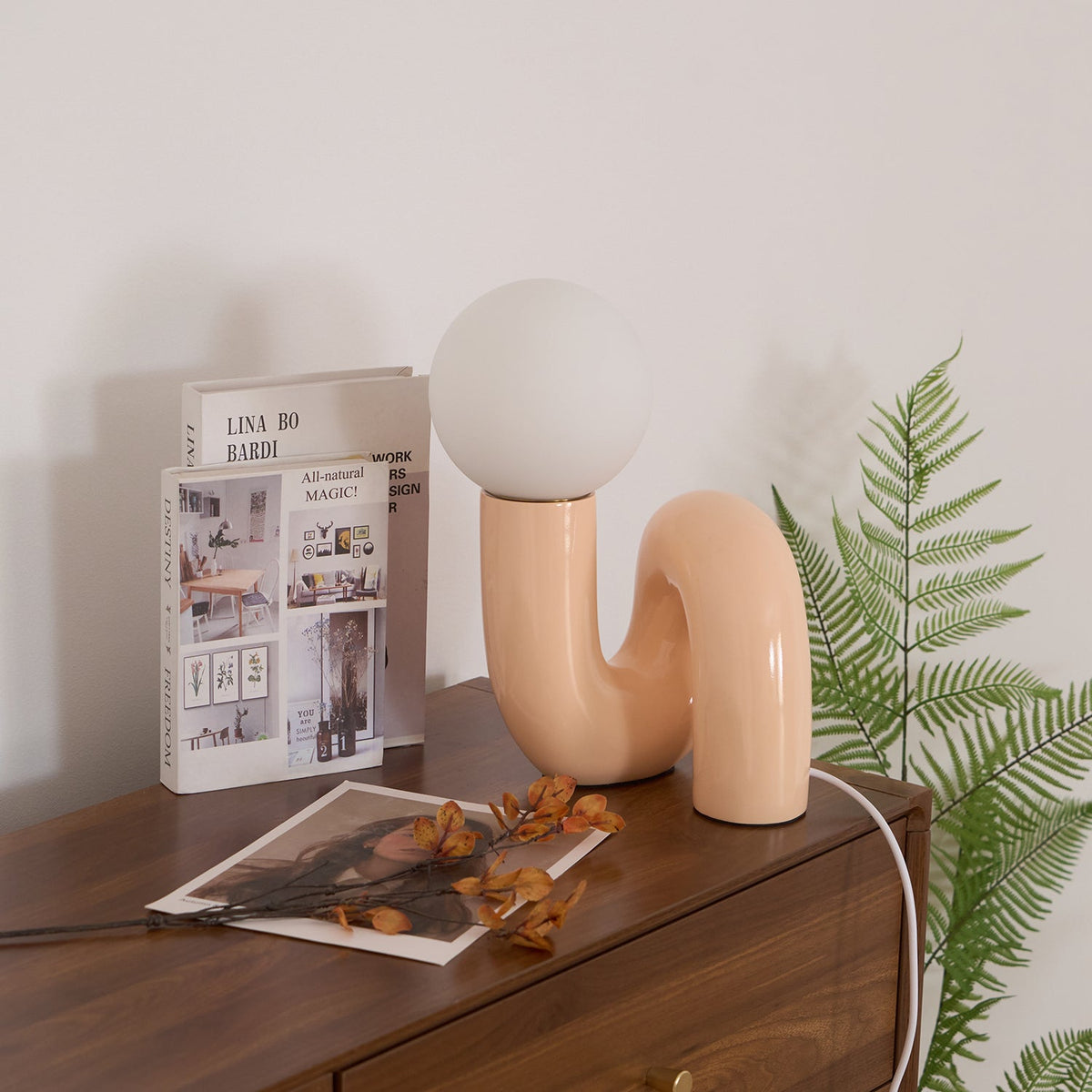 Soreeon Lampe de Table Forme N Ludique Tout Blanc