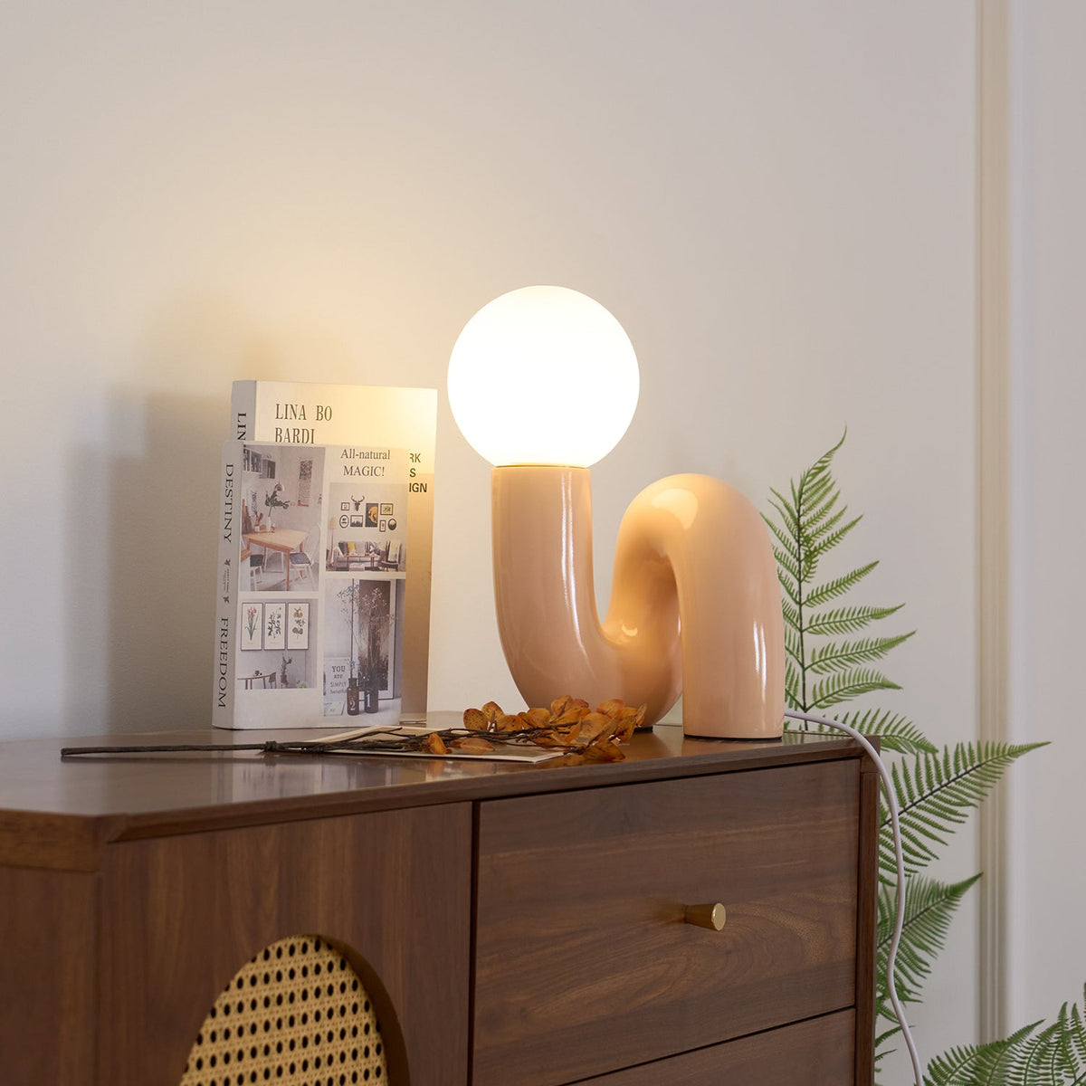 Soreeon Lampe de Table Forme N Ludique Tout Blanc