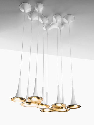 Solara Lampe suspendue en acrylique en forme de trompette contemporaine