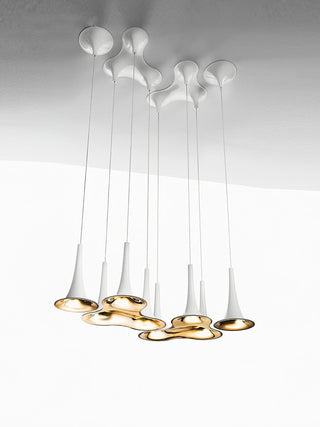 Solara Lampe suspendue en acrylique en forme de trompette contemporaine