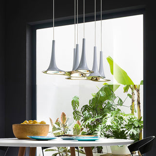 Solara Lampe suspendue en acrylique en forme de trompette contemporaine