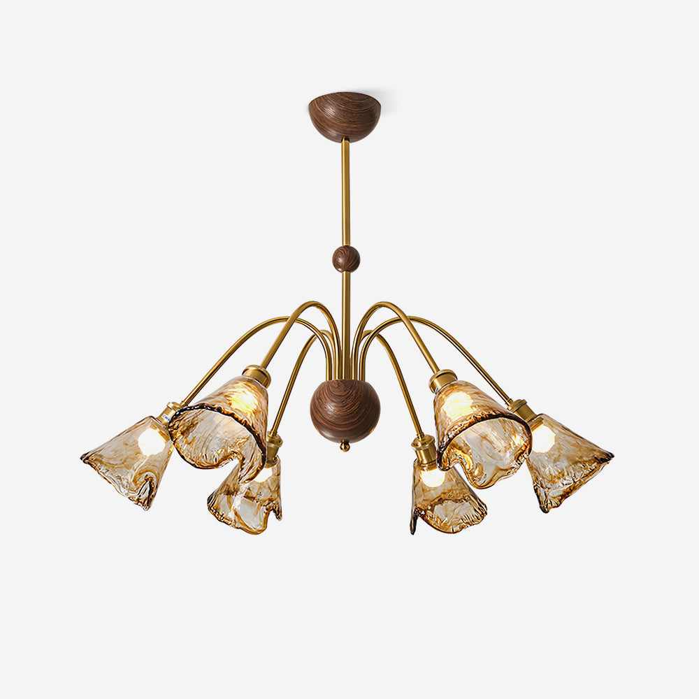 Beyona Amber Glass Chandelier-Neutral Decor