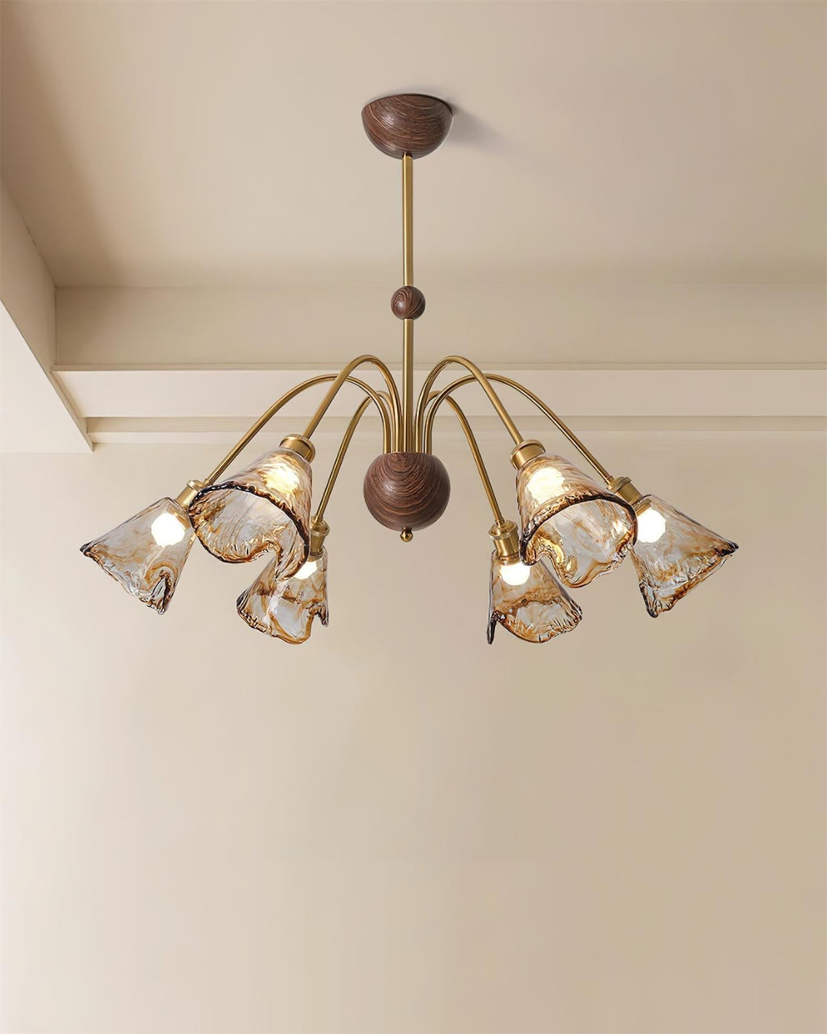 Beyona Amber Glass Chandelier-Neutral Decor