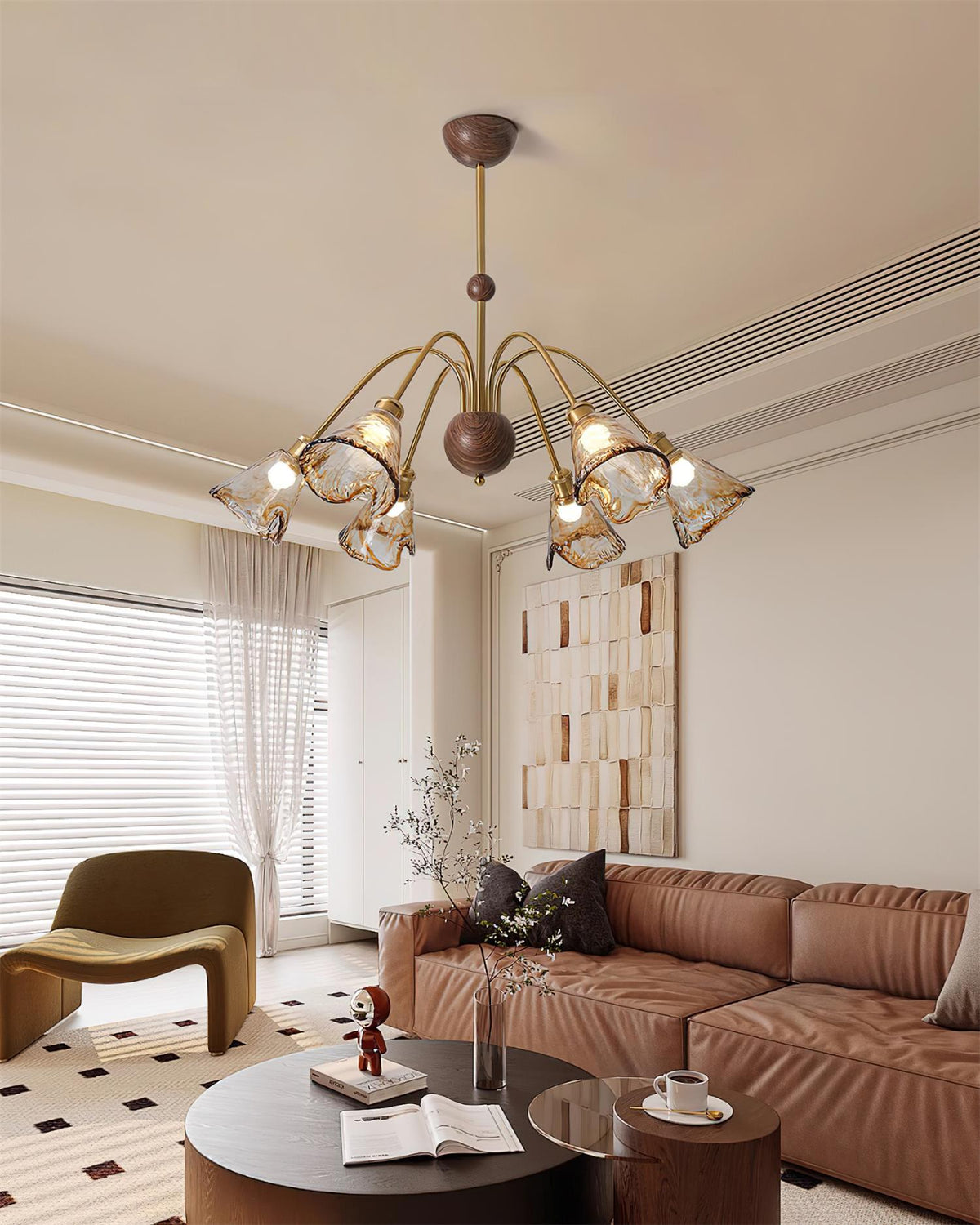 Beyona Amber Glass Chandelier-Neutral Decor