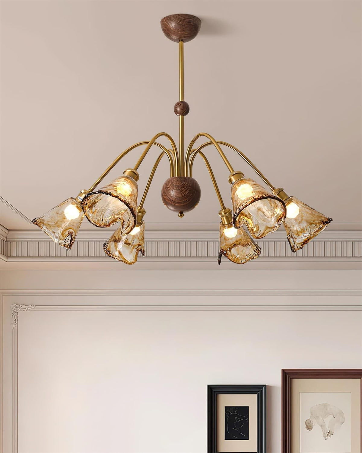 Beyona Amber Glass Chandelier-Neutral Decor