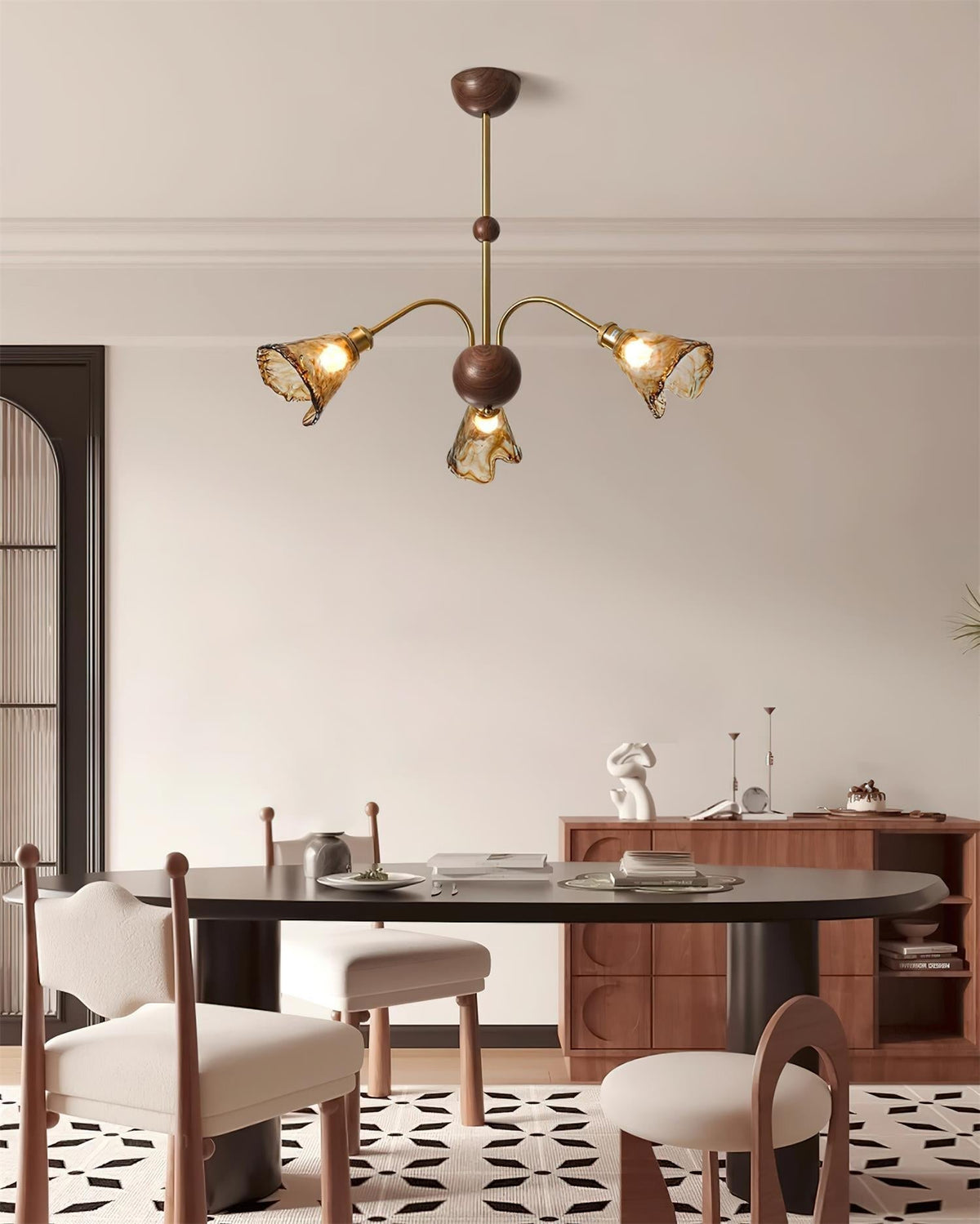 Beyona Amber Glass Chandelier-Neutral Decor