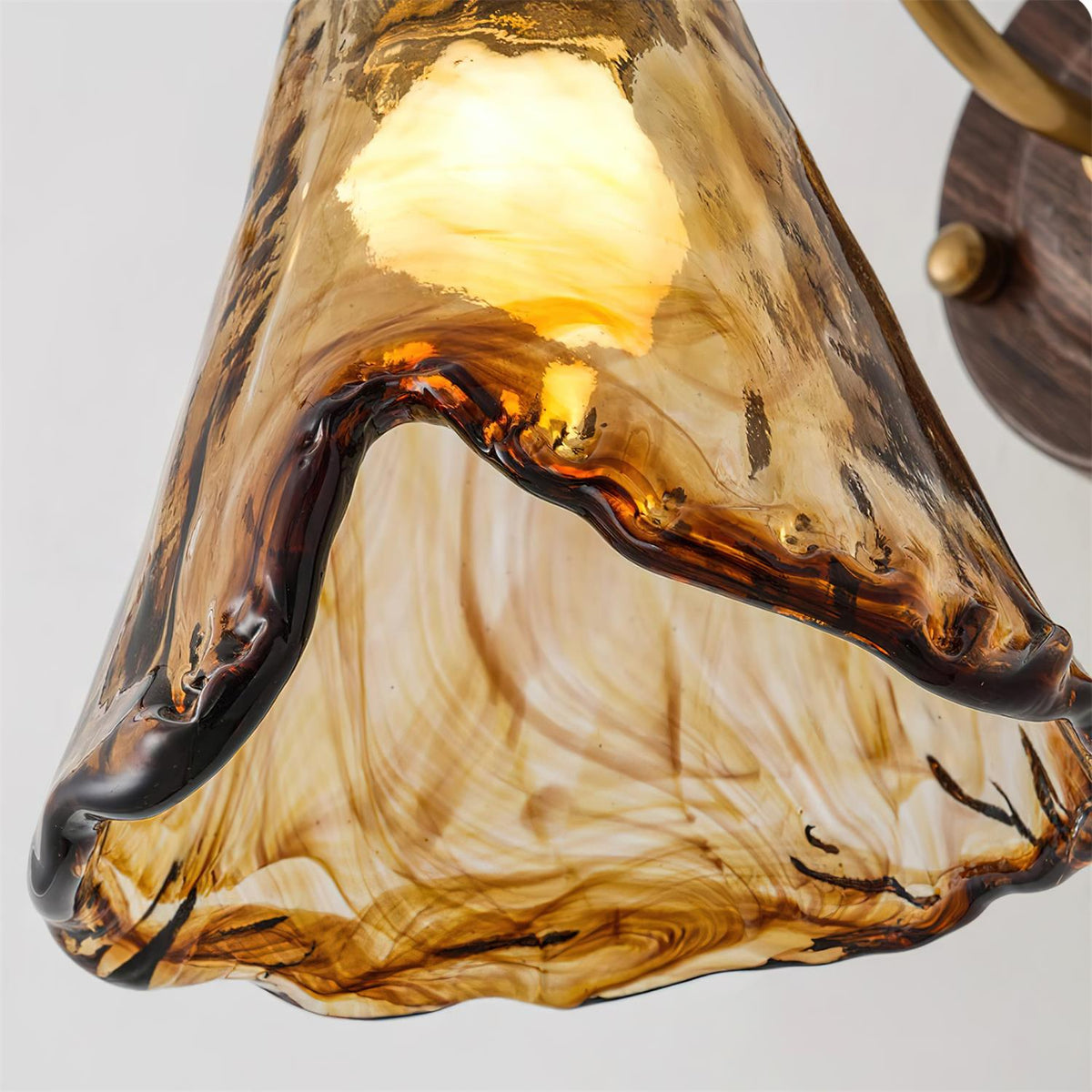 Nalia Wall Lamp Amber Glass Walnut Gold Vintage-Neutral Decor