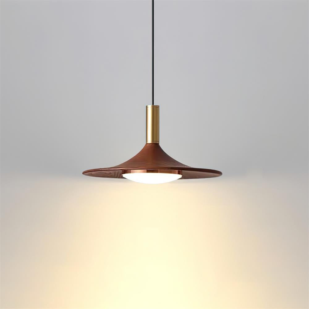 Kaelin Pendant Light Hat Shape Wood Midcentury-Neutral Decor