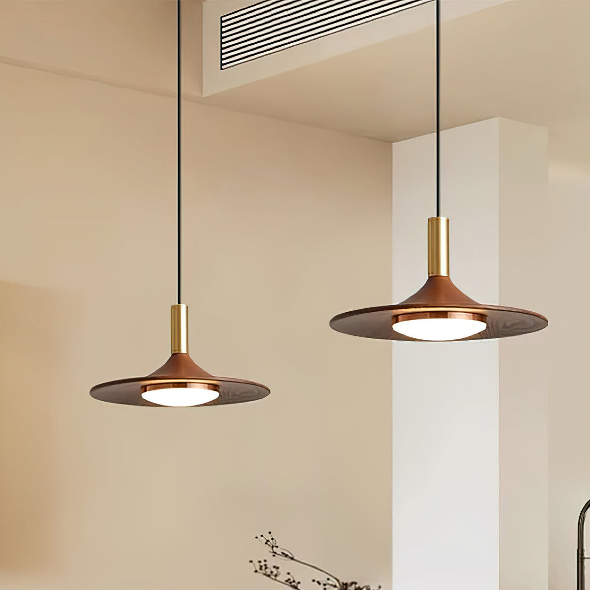 Kaelin Pendant Light Hat Shape Wood Midcentury-Neutral Decor