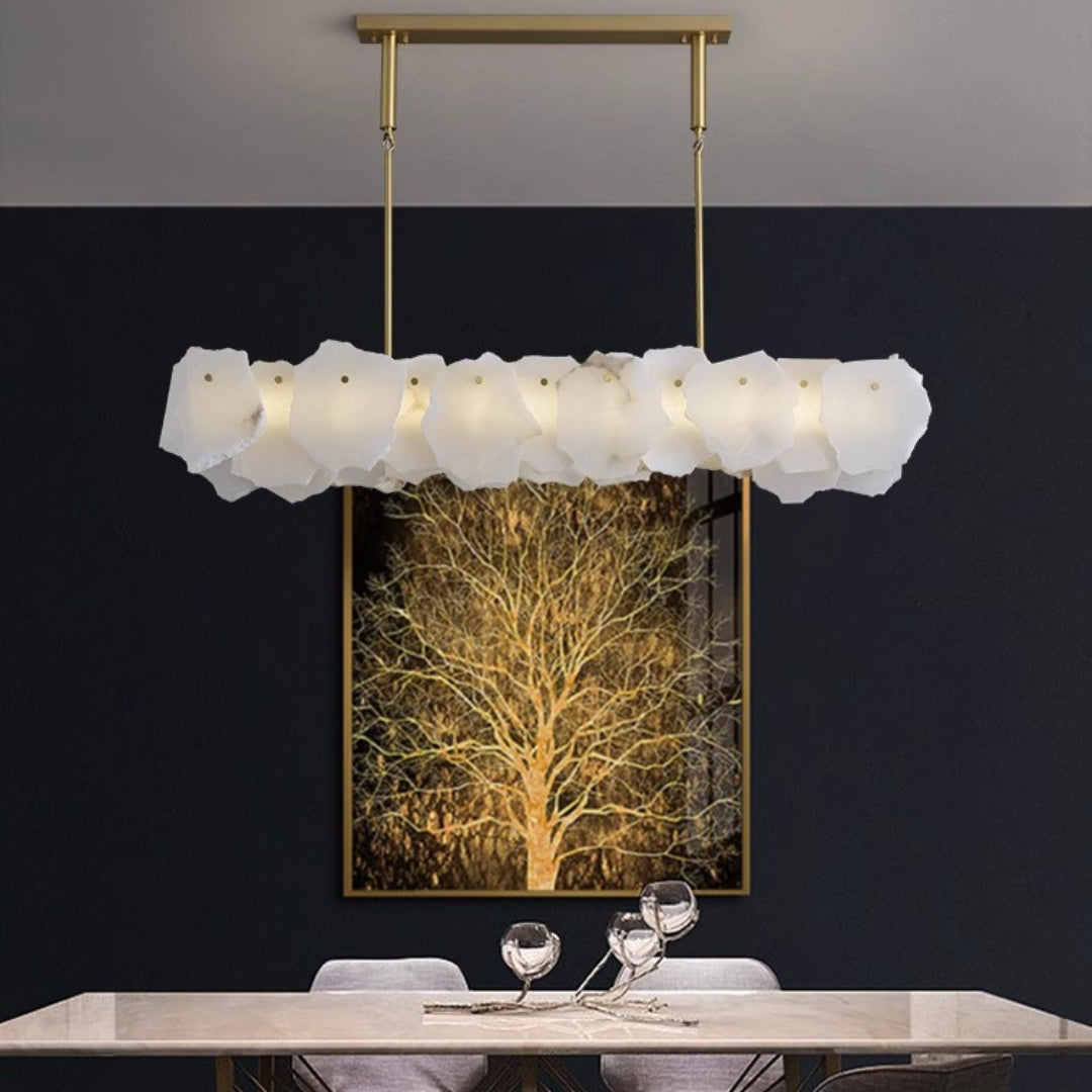 Catala Lustre Moderne Minimaliste en Laiton et Albâtre