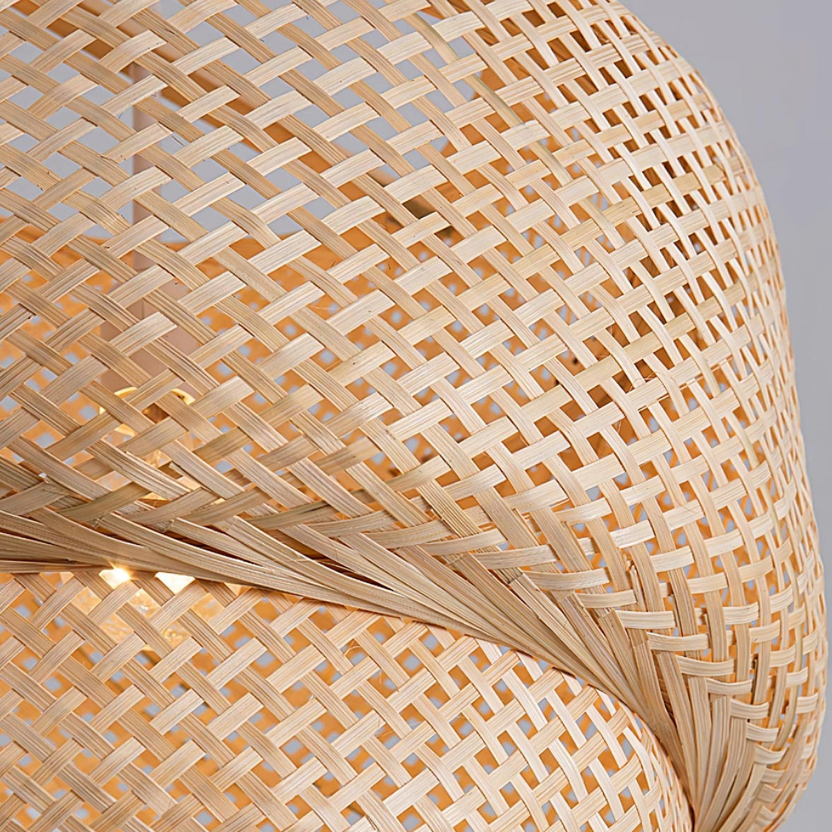 Pendant Lamp Double Layer Woven Bamboo Shade Organic Natural-Neutral Decor