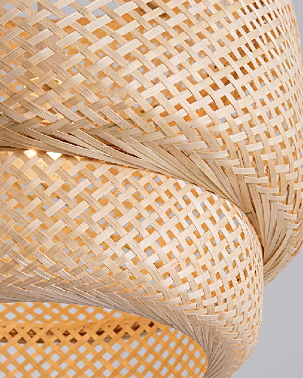 Pendant Lamp Double Layer Woven Bamboo Shade Organic Natural-Neutral Decor