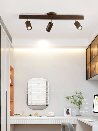 Solara Plafonnier poutre en bois naturel avec spot-Luire