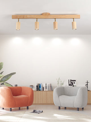 Solara Plafonnier poutre en bois naturel avec spot-Luire