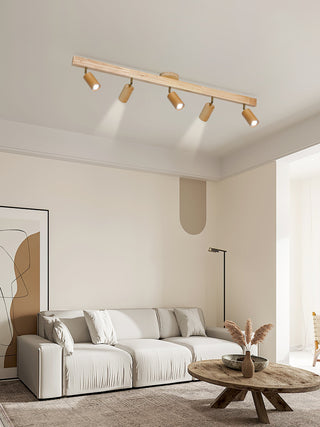 Solara Plafonnier poutre en bois naturel avec spot-Luire
