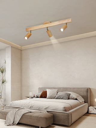 Solara Plafonnier poutre en bois naturel avec spot-Luire